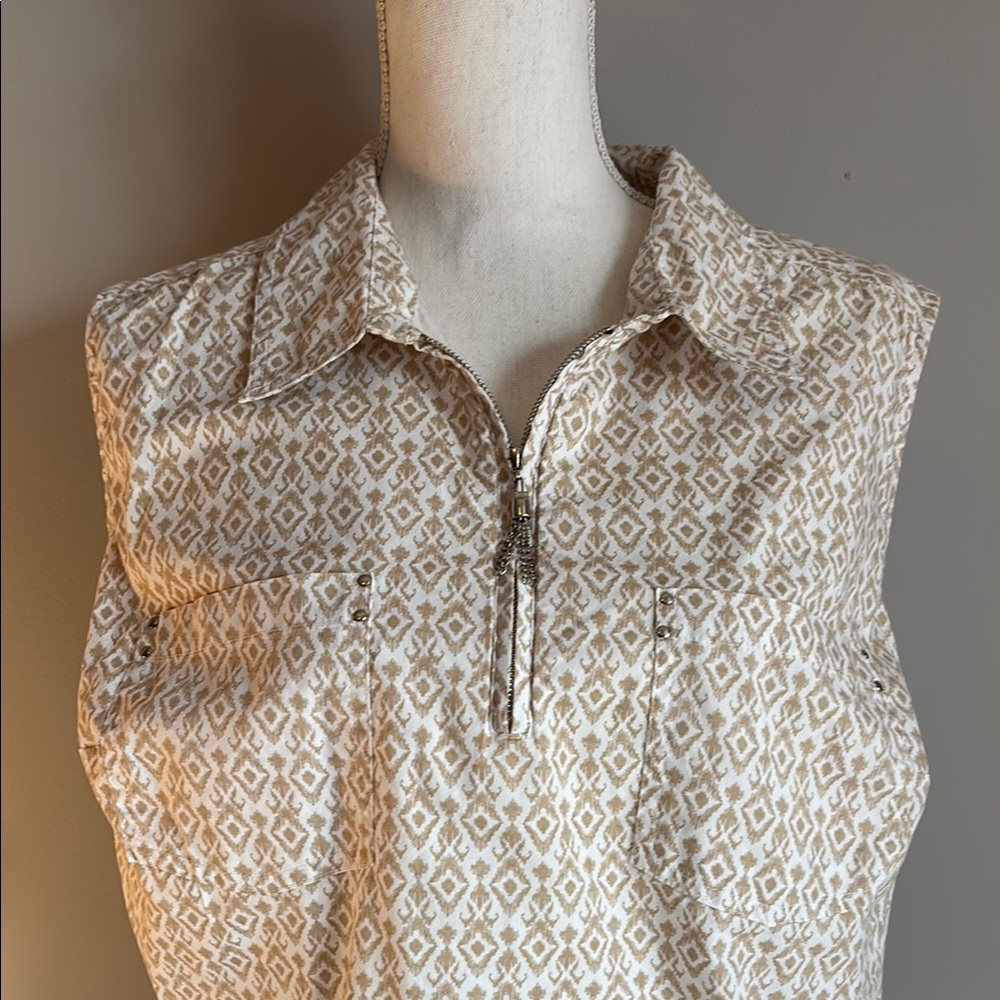 Coral Bay Beige Geometric Button Down Shirt
